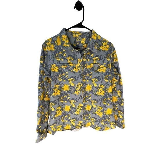 Cabela’s Flannel Floral Long Sleeve Button Up Top - Picture 1 of 4